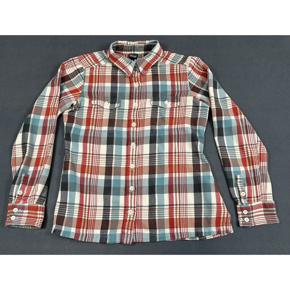 Patagonia Fjord Flannel Shirt 100% Organic Cotton Womens Long Sleeve Size 8